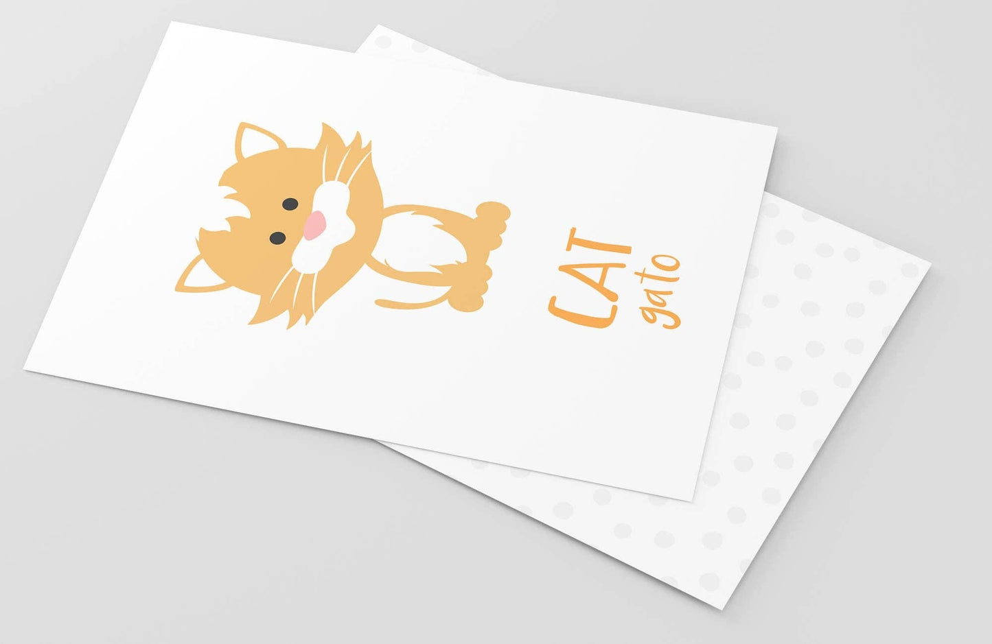 Farm Animal Flashcards, English, Spanish, cute animals, educational, learning