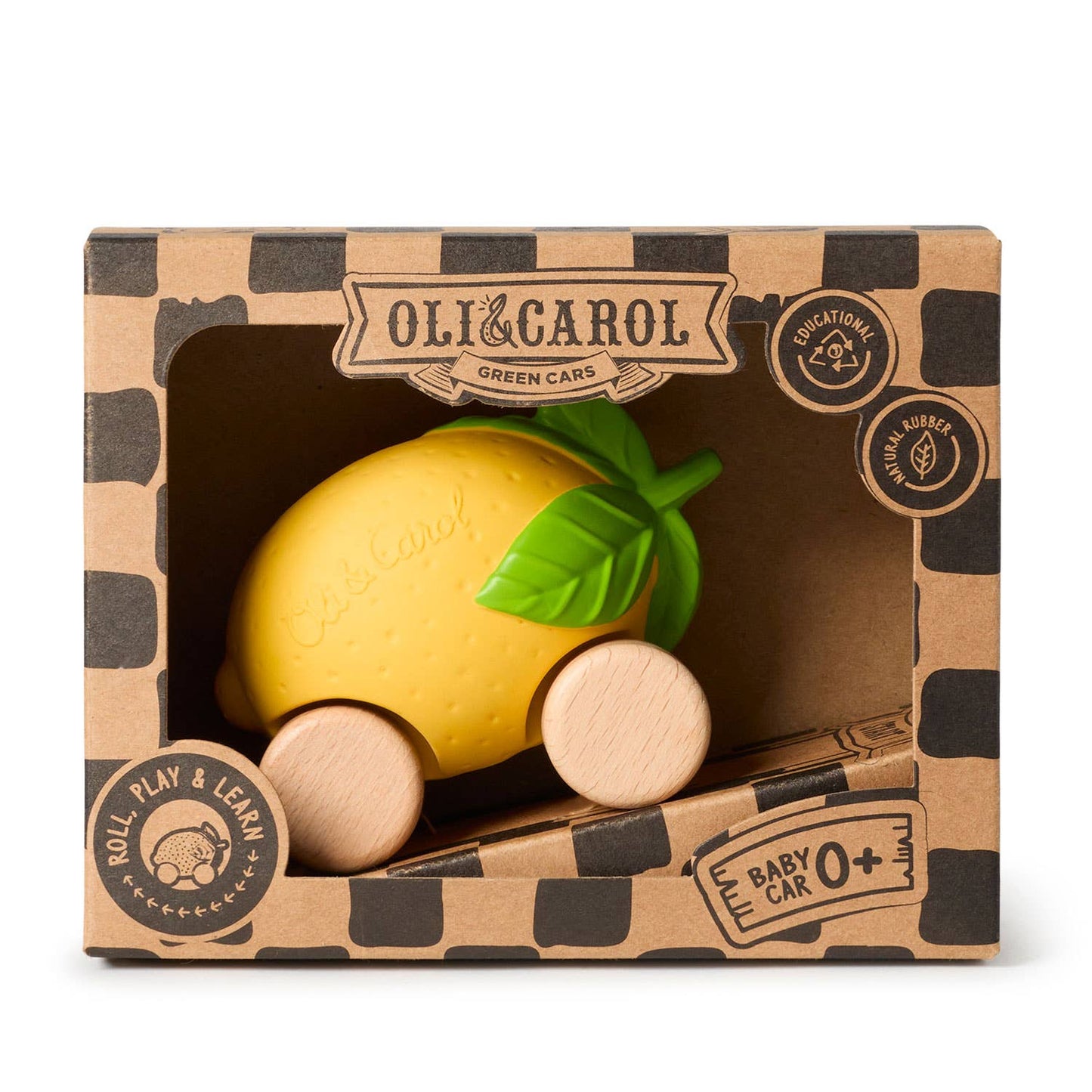 Lou The Lemon Baby Car, natural rubber, wood