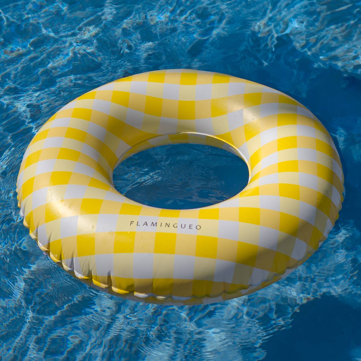 Giant Pool and Beach Float with Vichy yellow Print