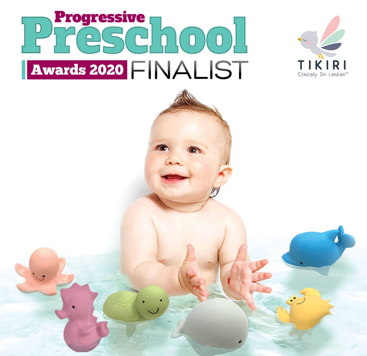 Whale Natural Organic Rubber Teether, Rattle & Bath Toy