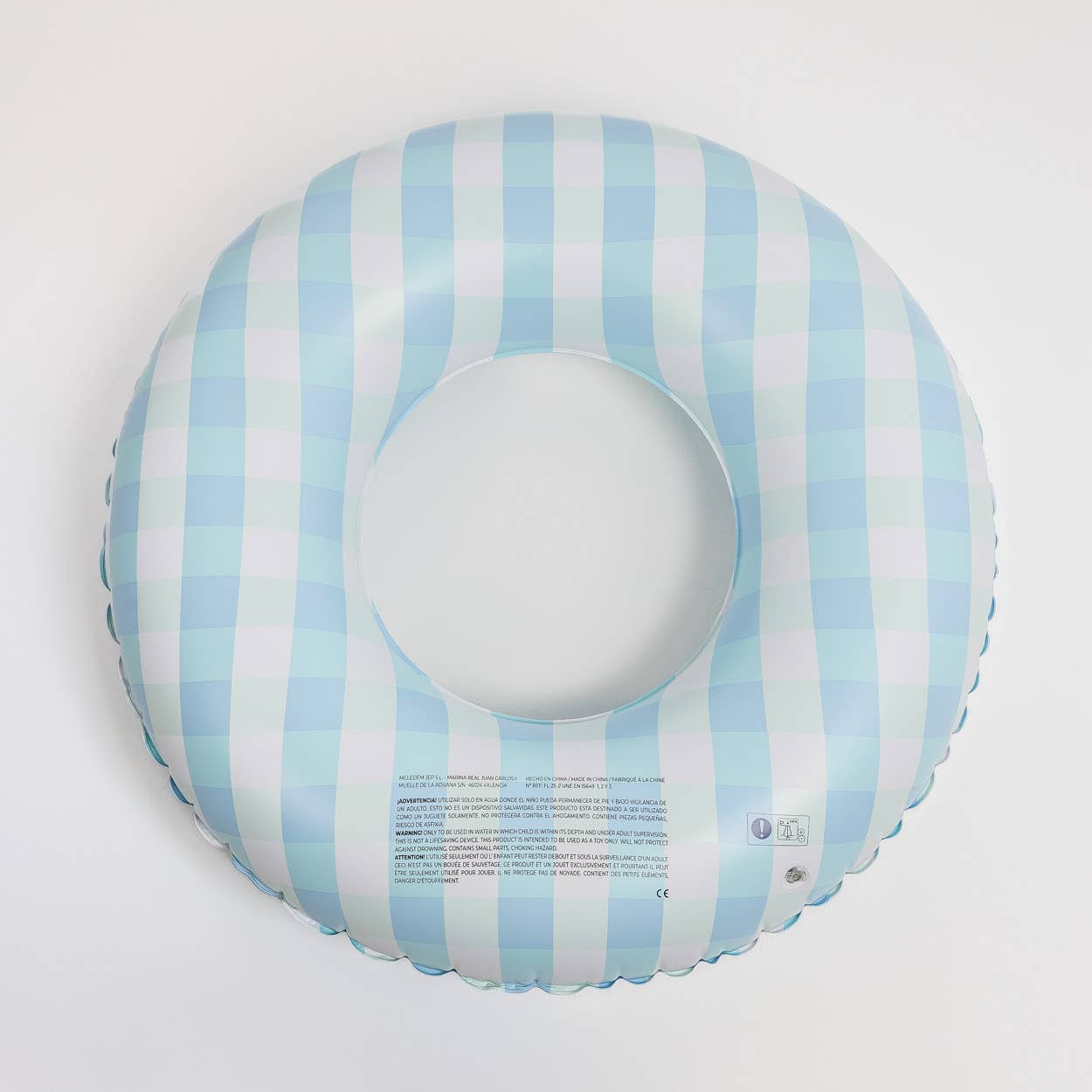 Giant Pool and Beach Float with Vichy Blue Print gingham