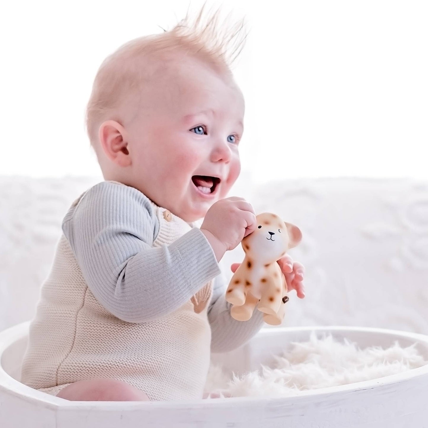 Leopard Natural  Rubber Teether Rattle & Bath Toy