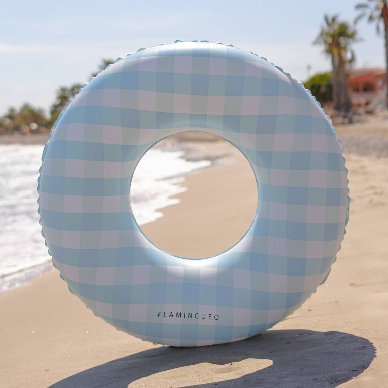 Giant Pool and Beach Float with Vichy Blue Print gingham
