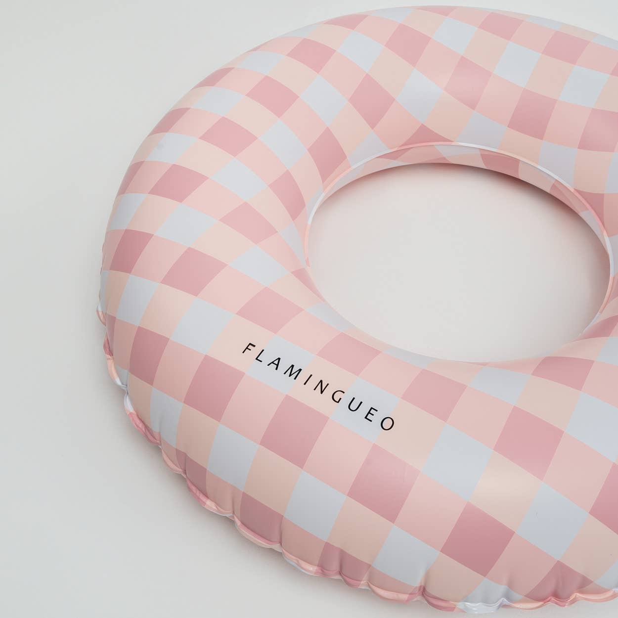 Giant Pool and Beach Float with Vichy Pink Print gingham
