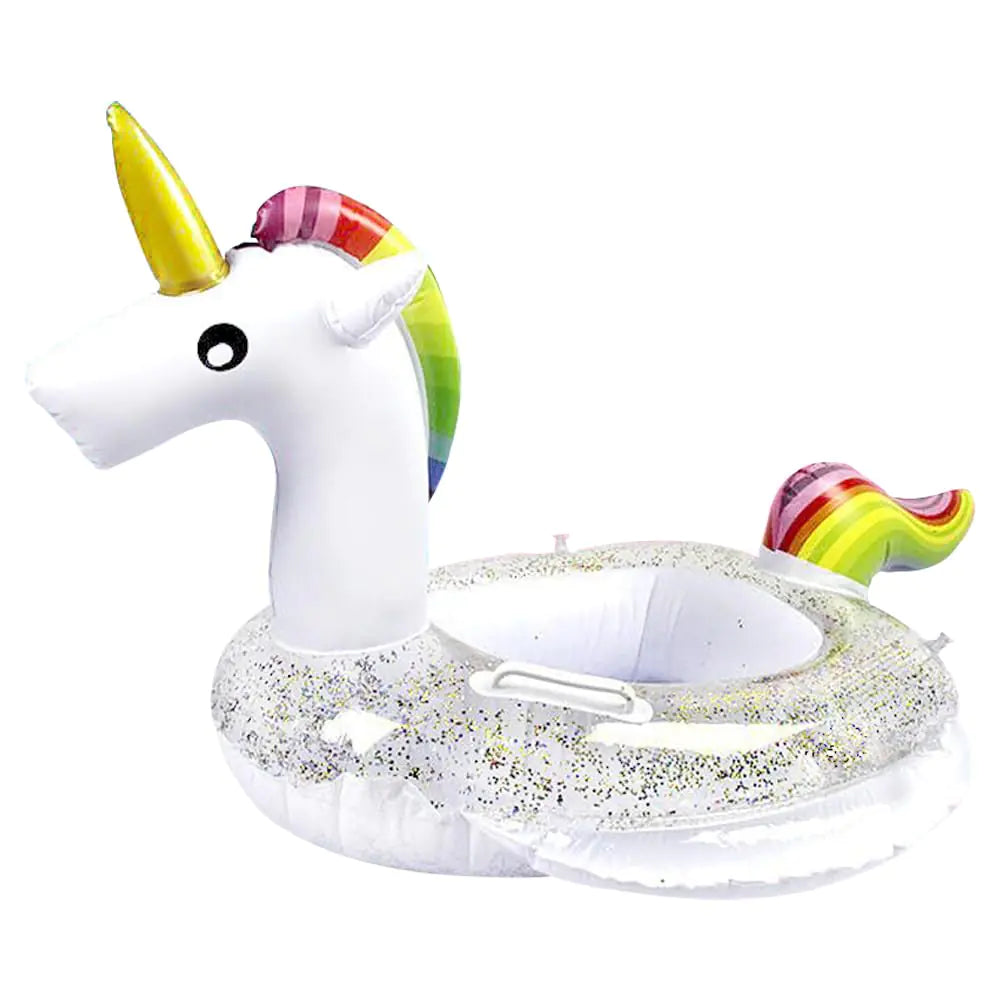 Unicorn Baby Swimming Pool Floats for Toddler Kids 0-8 Years Under 44lb Inflatable Swim Ring Water Raft with Seat and Handle for Summer Beach Outdoor Children Infant Bath Toys (White Unicorn)
