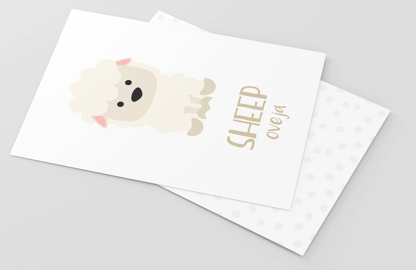 Farm Animal Flashcards, English, Spanish, cute animals, educational, learning