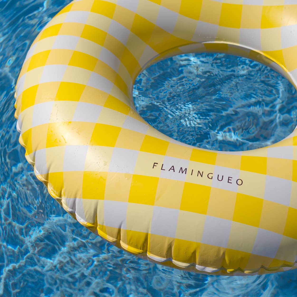 Giant Pool and Beach Float with Vichy yellow Print