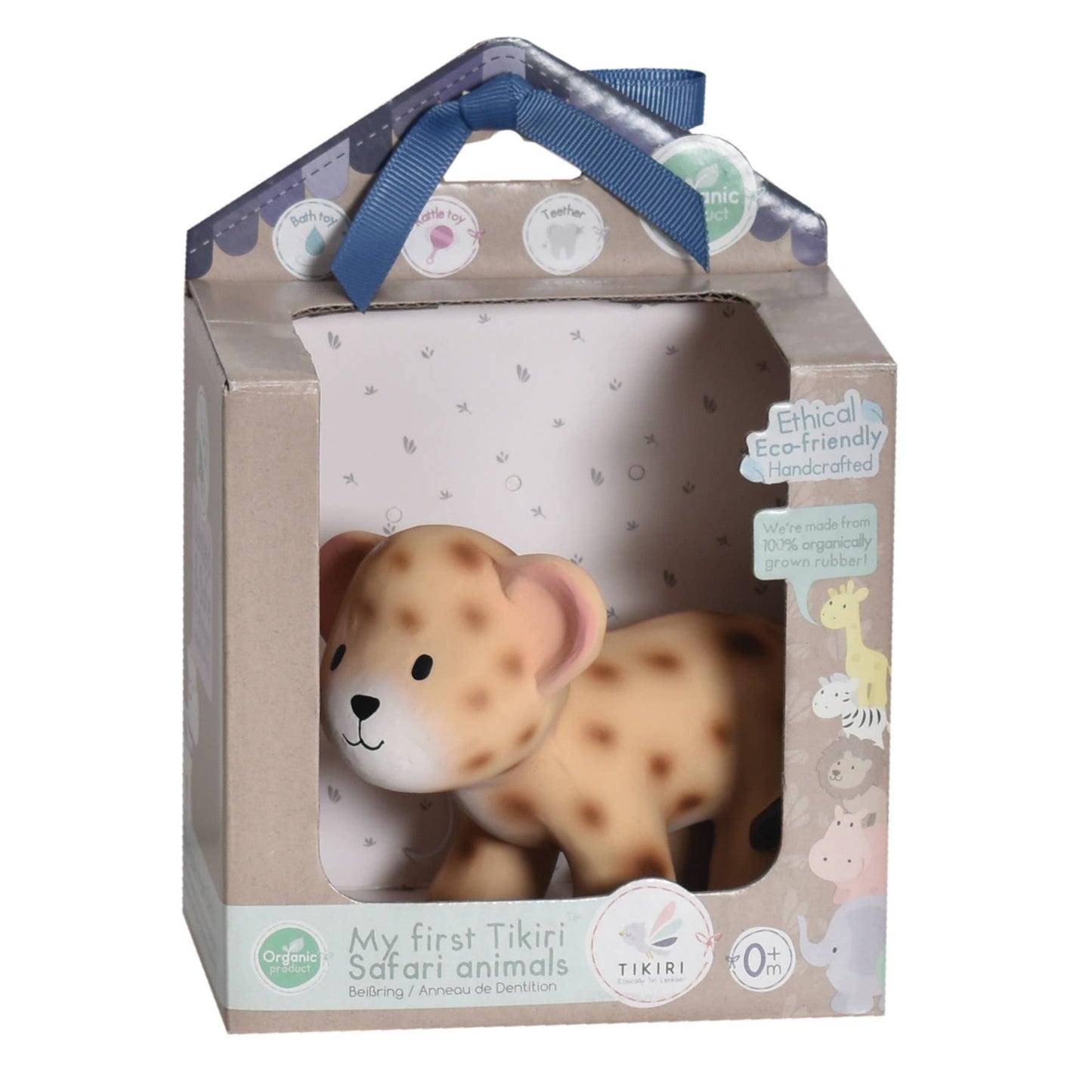 Leopard Natural  Rubber Teether Rattle & Bath Toy