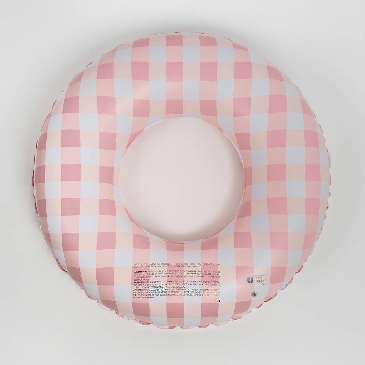 Giant Pool and Beach Float with Vichy Pink Print gingham