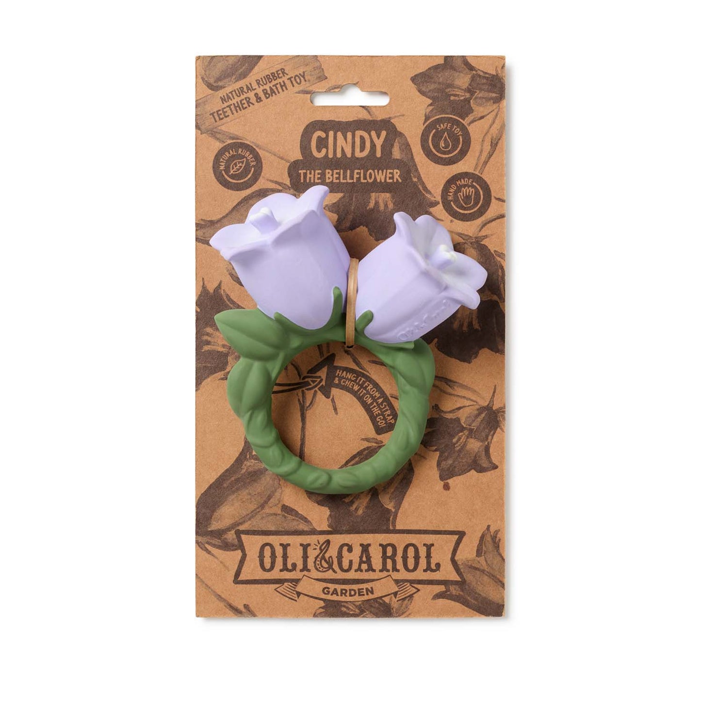 Cindy the Bellflower teether baby, toddler, toy, natural rubber