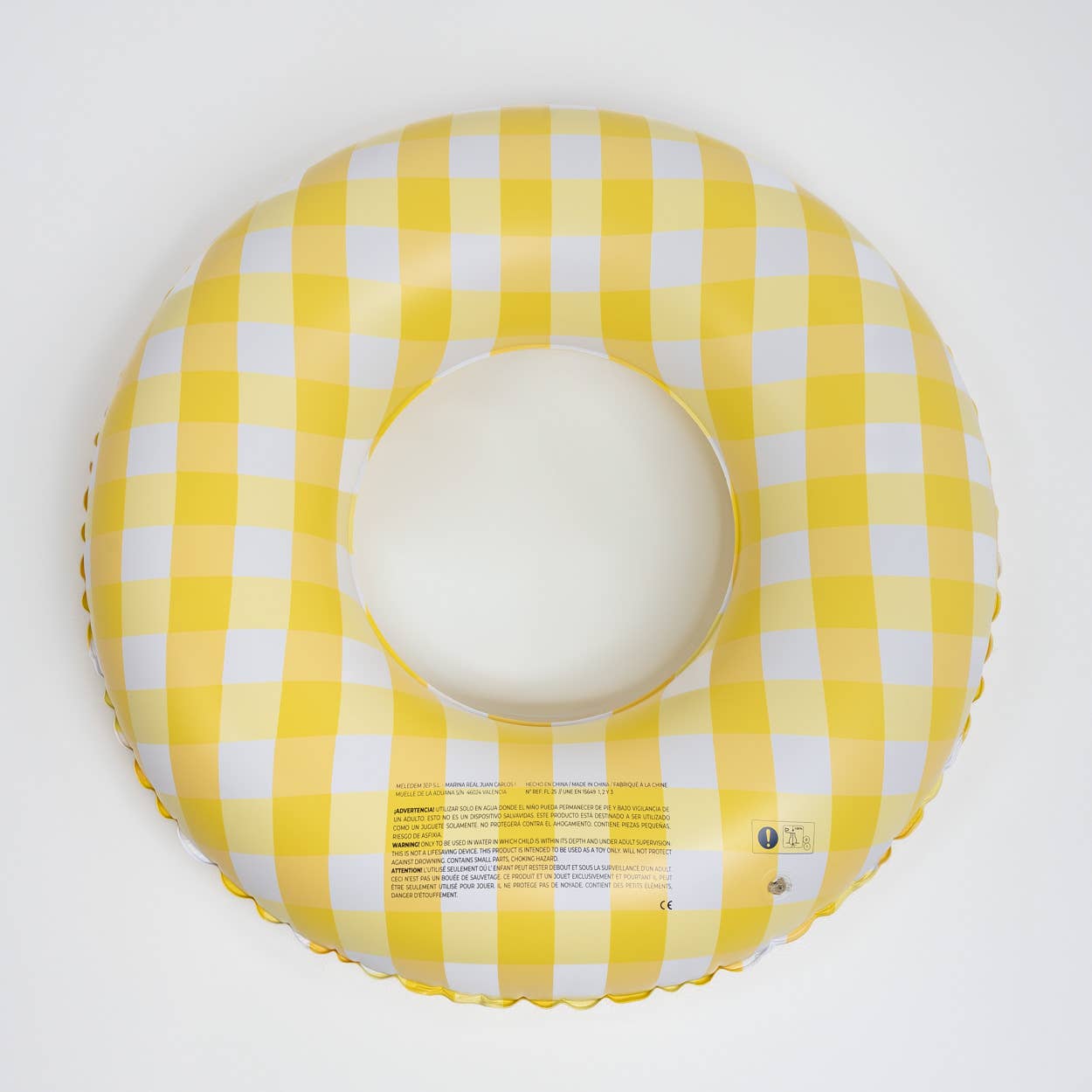 Giant Pool and Beach Float with Vichy yellow Print
