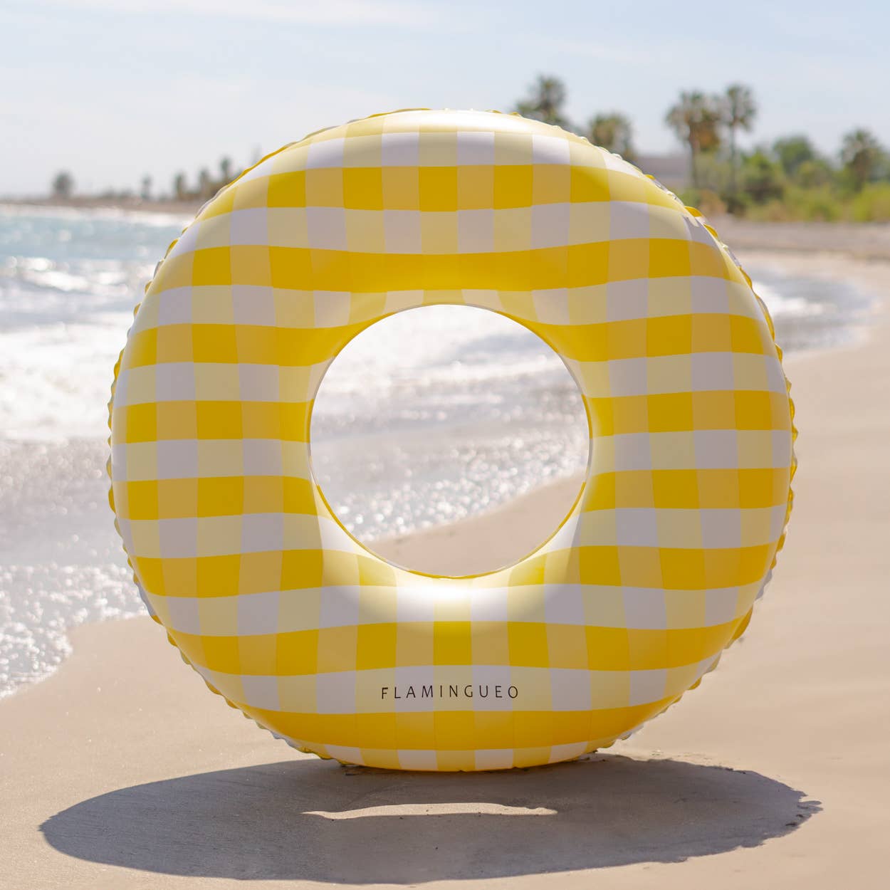 Giant Pool and Beach Float with Vichy yellow Print