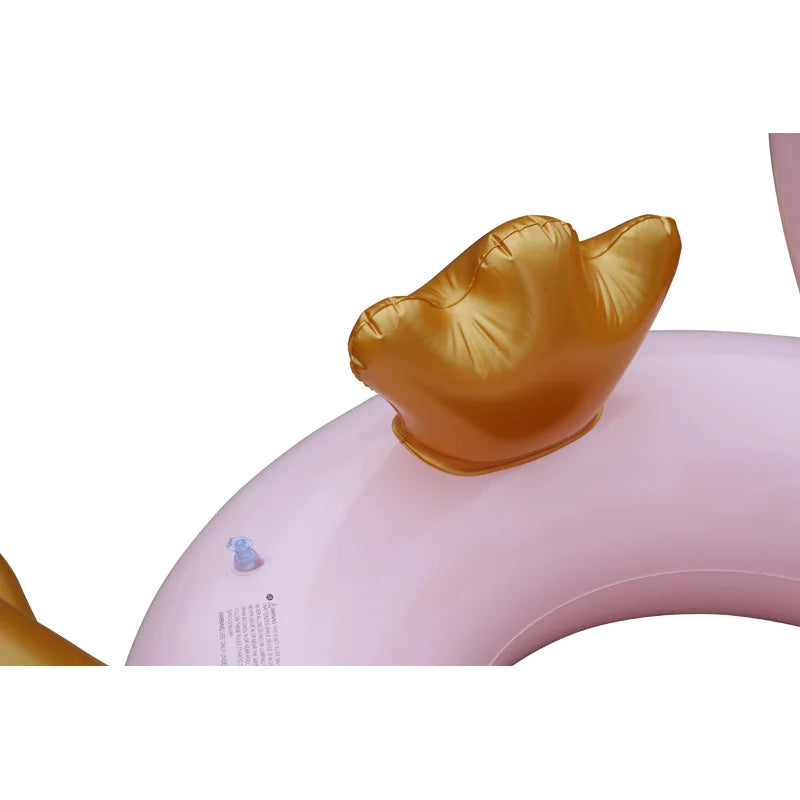 Flamingo Swim Ring and Pool Float pink, gold wings and tail