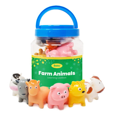 baby toddler bath toys Boley Farm Animals Bath Toys Bucket - Includes 12 Colorful Fun Free Bathtub Toys & Pool Toys for Kids & Toddlers Ages 2 and Up!