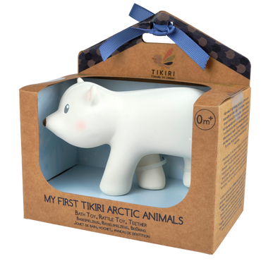 Arctic Polar Bear Organic Rubber Teether, Rattle & Bath Toy