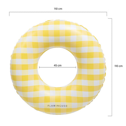 Giant Pool and Beach Float with Vichy yellow Print