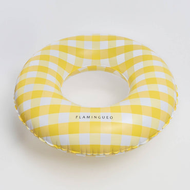 Giant Pool and Beach Float with Vichy yellow Print