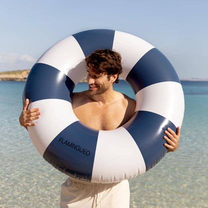 Blue striped donut float