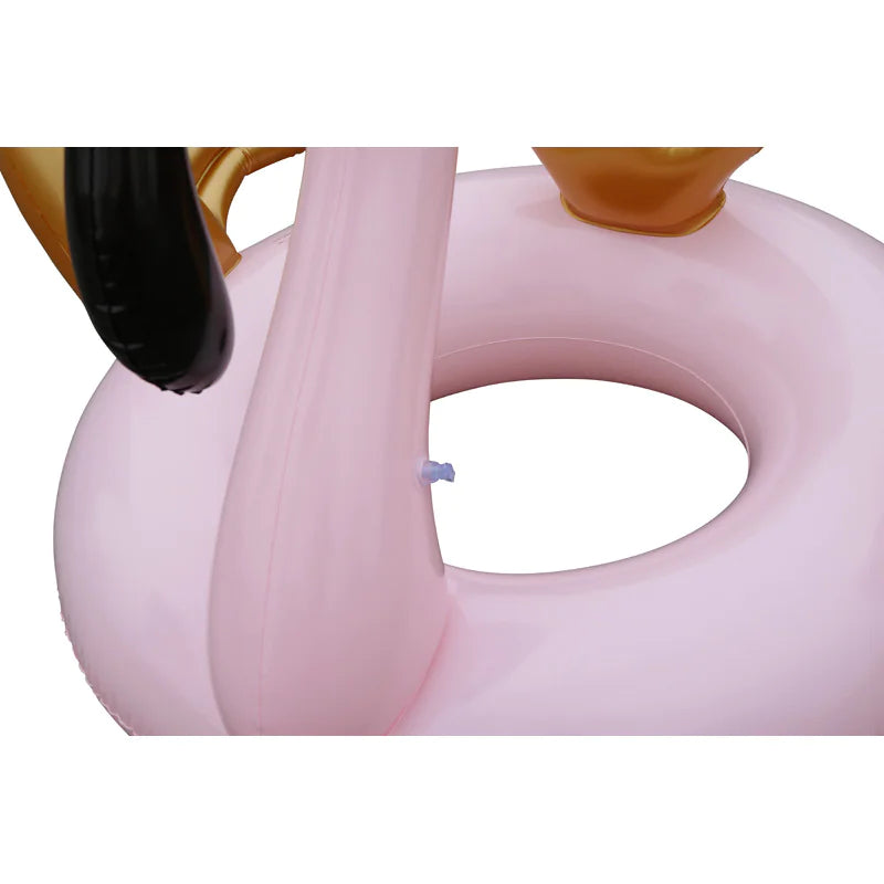 Flamingo Swim Ring and Pool Float pink, gold wings and tail