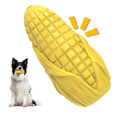 corn! Indestructible Dog Toy for Aggressive Chewers Squeaky Tough Dog Chew Toys with Bacon Flavor Durable Dog Teeth Cleaning Toy for Medium Large Breeds Keep Dog Busy (Yellow)