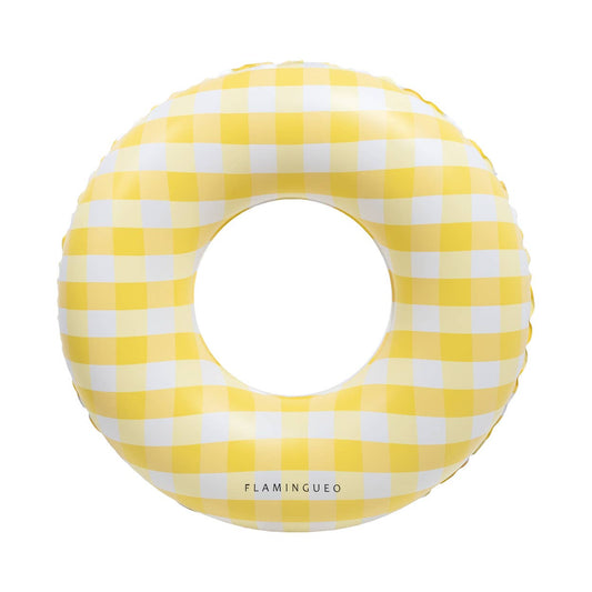 Giant Pool and Beach Float with Vichy yellow Print