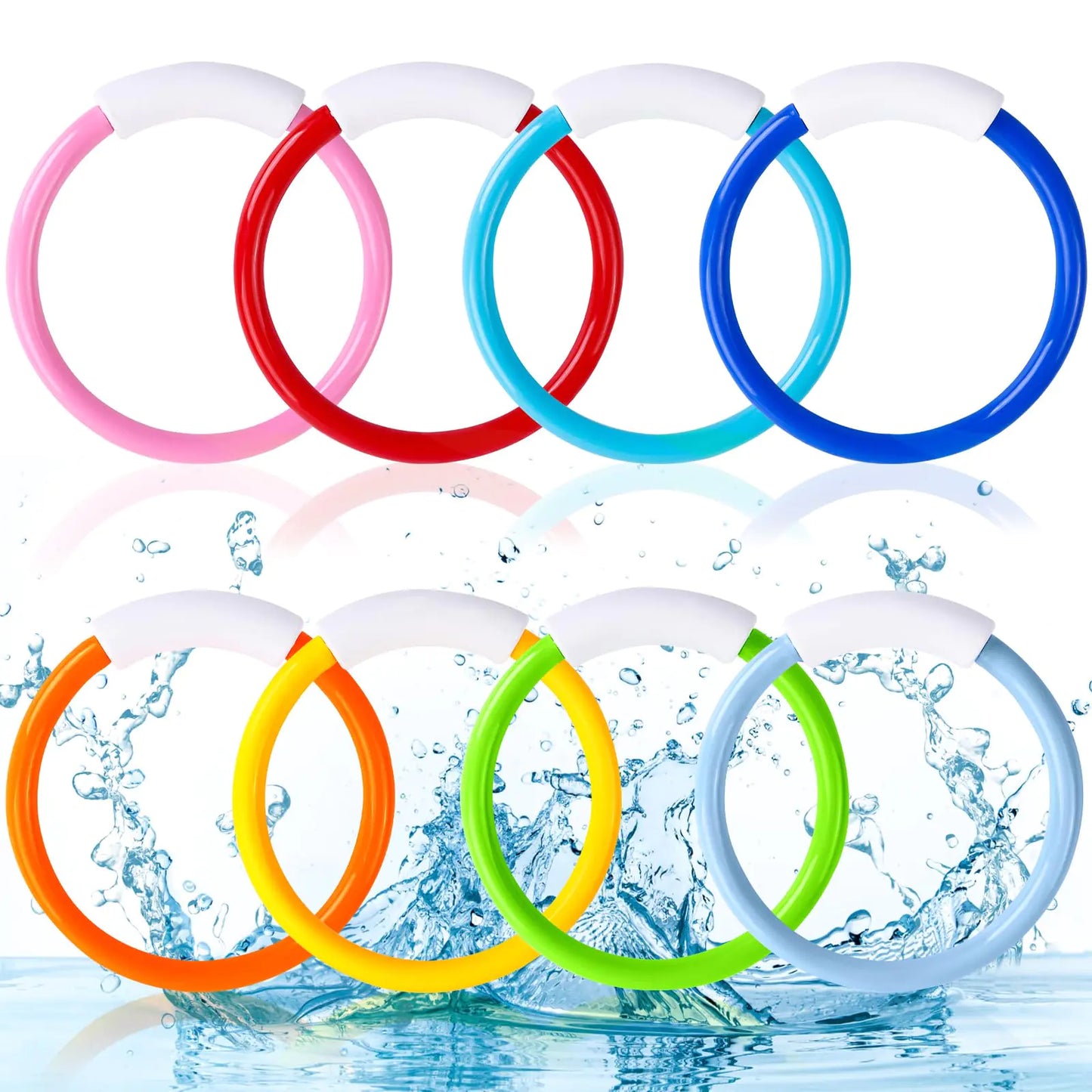 dive rings 8PCS Pool Diving Swim Toys Colorful Underwater Training Sinking Throwing Dive Rings for Kids Summer Pool Swimming Party Favor Games