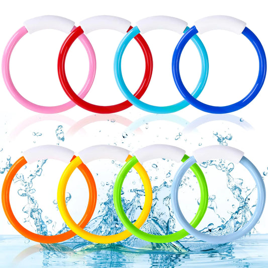 dive rings 8PCS Pool Diving Swim Toys Colorful Underwater Training Sinking Throwing Dive Rings for Kids Summer Pool Swimming Party Favor Games