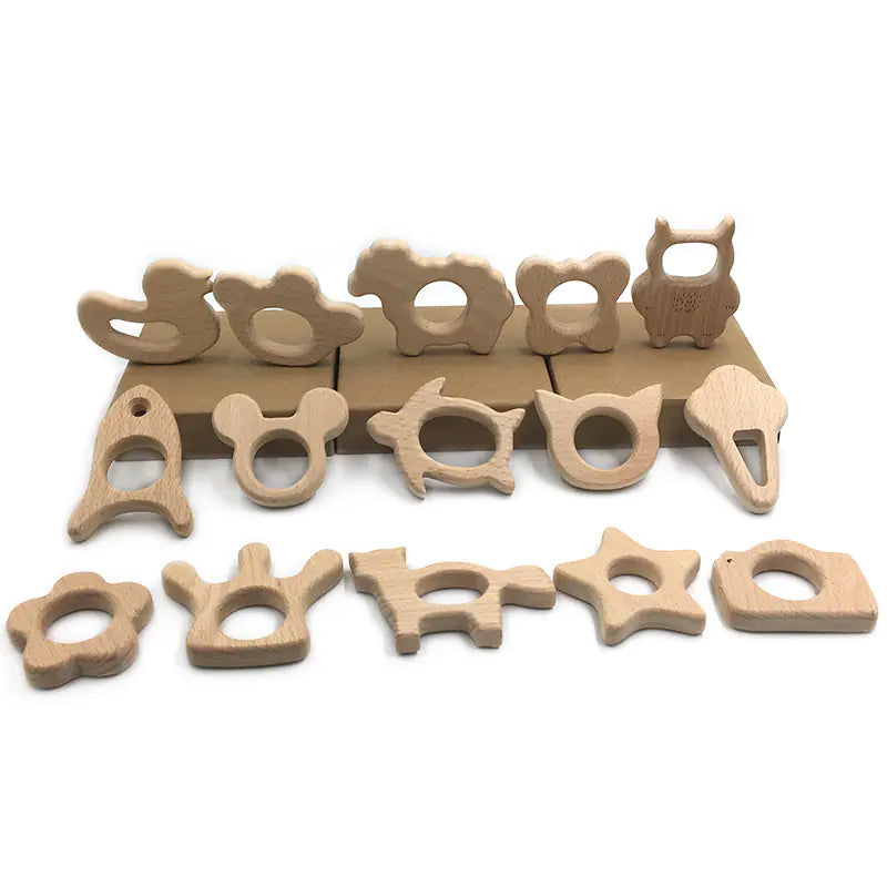 Cartoon Animal Teething Toys - Beech Wood Design