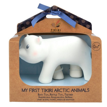 Arctic Polar Bear Organic Rubber Teether, Rattle & Bath Toy