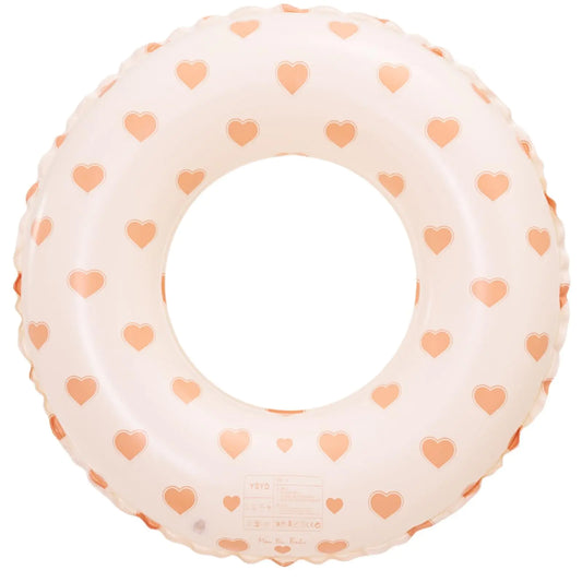 pink with hearts inflatable Pool Floats for Kids Ages 5-10 Swimming Pool Toys Inflatable Pool Tubes Simple Stripes Cute Swim Rings Kids Floaties Water Toys for Pool Beach Party (Love Heart)