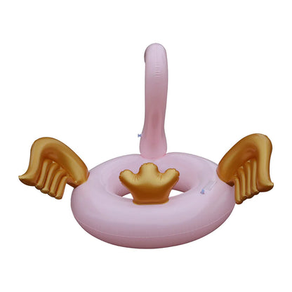 Flamingo Swim Ring and Pool Float pink, gold wings and tail