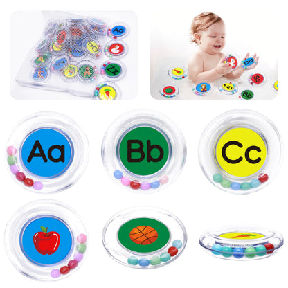 26pcs Letters Floating Alphabet Bath Toys Ring Mold Free Bathtub Toys Water Pool Toys Set with Mesh Bag for Kids Babies Toddlers Ages 2 3 4 - Preschool ABC Learning Educational Gifts