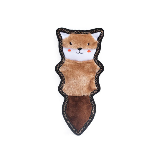 Fox dog toy ZippyPaws Z-Stitch Skinny Peltz Plush Dog Toys Chew Toy with No Stuffing and Sqeaker for Small and Medium Dogs 12.5 Inches Chipmunk