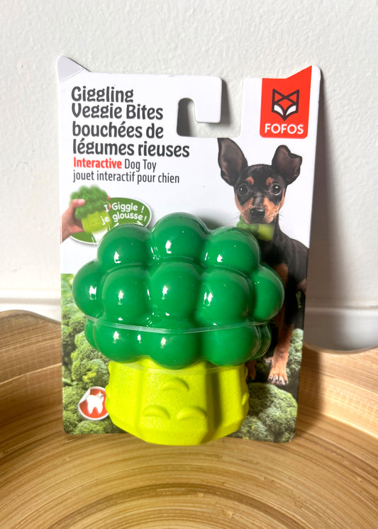 Broccoli Dog chew toy Fofos Giggling veggie bites green