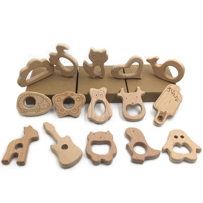 Cartoon Animal Teething Toys - Beech Wood Design