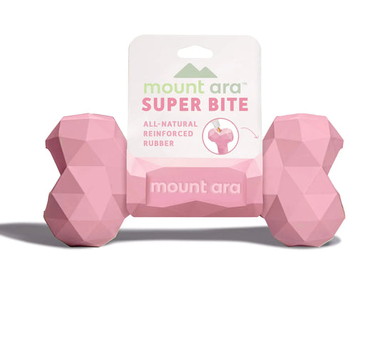 Pink dog bone chew toy, chill by mount ara Super BITE BPA-Free Rubber Fillable Dog Chew Toy Dog Toys for Aggressive Chewers Dog Peanut Butter Toy