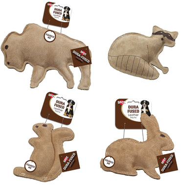 Ethical Pet Dura-Fused Buffalo Raccoon Squirrel and Rabbit Leather Dog Toys (Bundle)