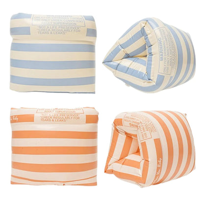 Vintage Striped orange & blue Swim Arm Floats for All Ages