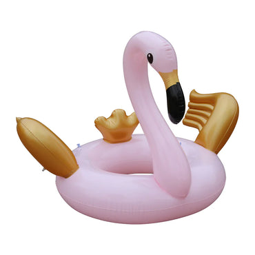 Flamingo Swim Ring and Pool Float pink, gold wings and tail