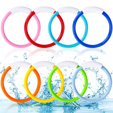 dive rings 8PCS Pool Diving Swim Toys Colorful Underwater Training Sinking Throwing Dive Rings for Kids Summer Pool Swimming Party Favor Games