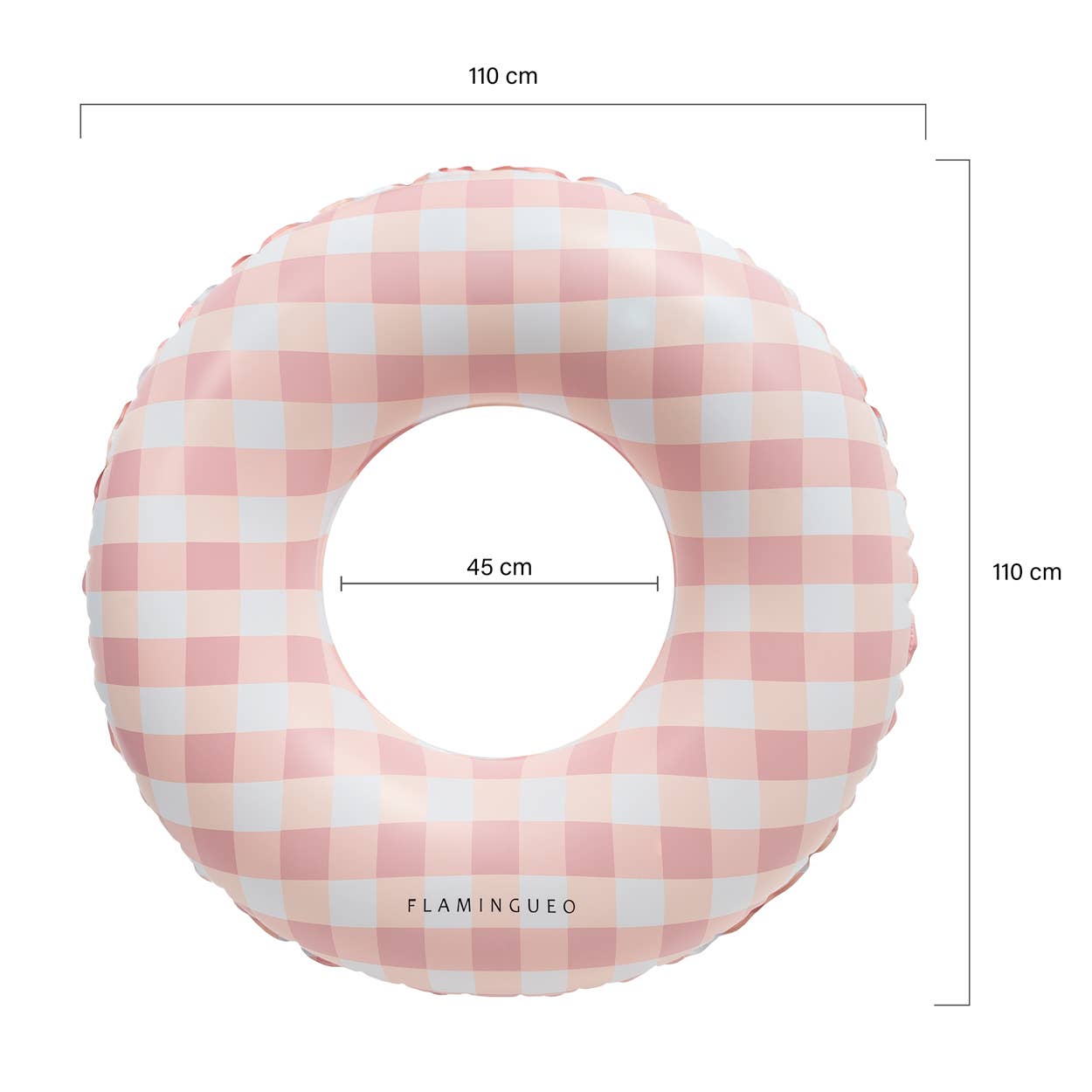 Giant Pool and Beach Float with Vichy Pink Print gingham