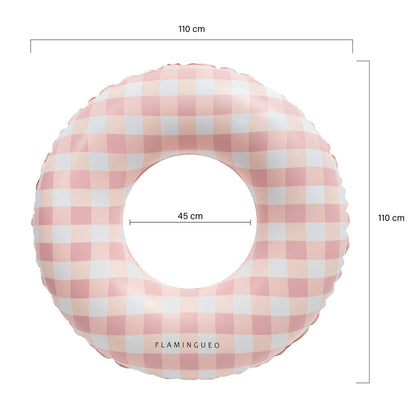 Giant Pool and Beach Float with Vichy Pink Print gingham