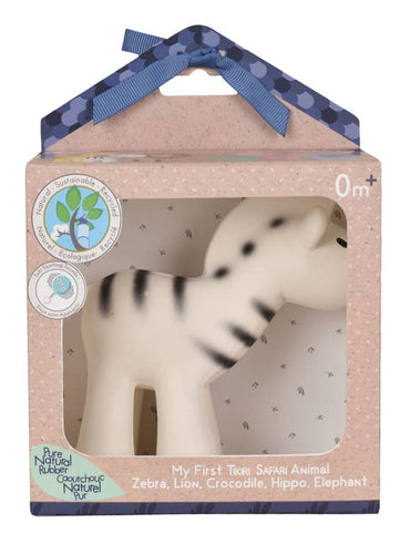 Zebra Natural Organic Rubber Teether, Rattle & Bath Toy