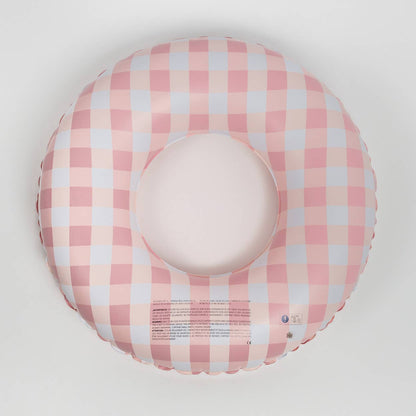 Giant Pool and Beach Float with Vichy Pink Print gingham