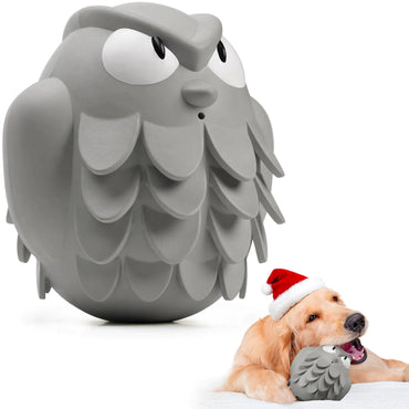 Grey Owl dog toy Moonoorange  Tough Chew Dog Toys for Aggressive Chewers Giggle Ball Owl Rubber Interactive Treat Dispensing Slow Feeder Indestructible Teething Toys for Small Medium Large Dogs (Grey)