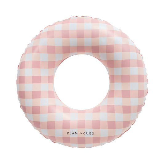 Giant Pool and Beach Float with Vichy Pink Print gingham