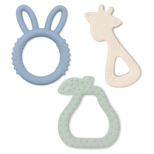 bunny, pear, giraffe, Baby Teether Toys (3 Pack) Teething Relief 3 Month Baby Toys Baby Teething Toys 6-12 Months Teethers for Babies 6-12 Months BPA Free Infant Toys