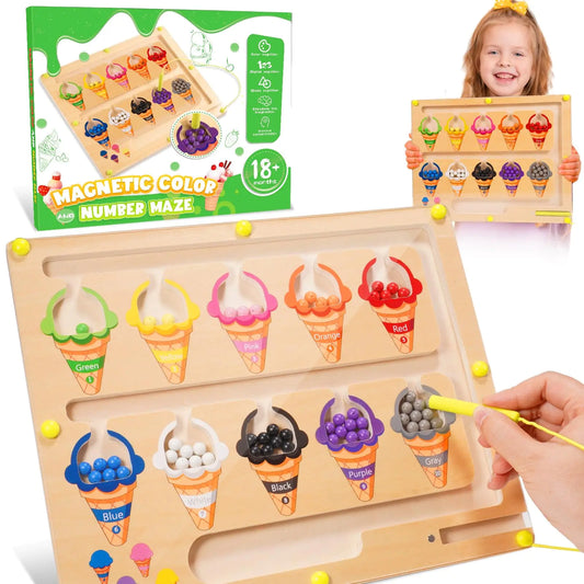 ice cream color sort magnetic number maze educational Montessori Toys for 2 3 4 5 Year Old Boys Girls Baby Educational Magnetic Color Recognition & Counting Number Gifts for Baby Toddlers Kids