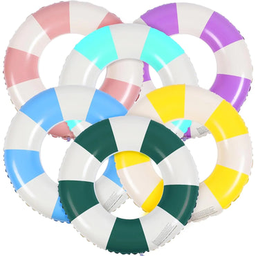 6 Pcs Pool Tube Classic Striped pool  Inflatable Floats Swimming Ring Colorful Ring Pool Float Floating Inner Tubes for Pool Swim Tubes Pool Floaties for Adult Teen Kids Swimming (22.8 in)