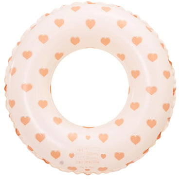 pink with hearts inflatable Pool Floats for Kids Ages 5-10 Swimming Pool Toys Inflatable Pool Tubes Simple Stripes Cute Swim Rings Kids Floaties Water Toys for Pool Beach Party (Love Heart)